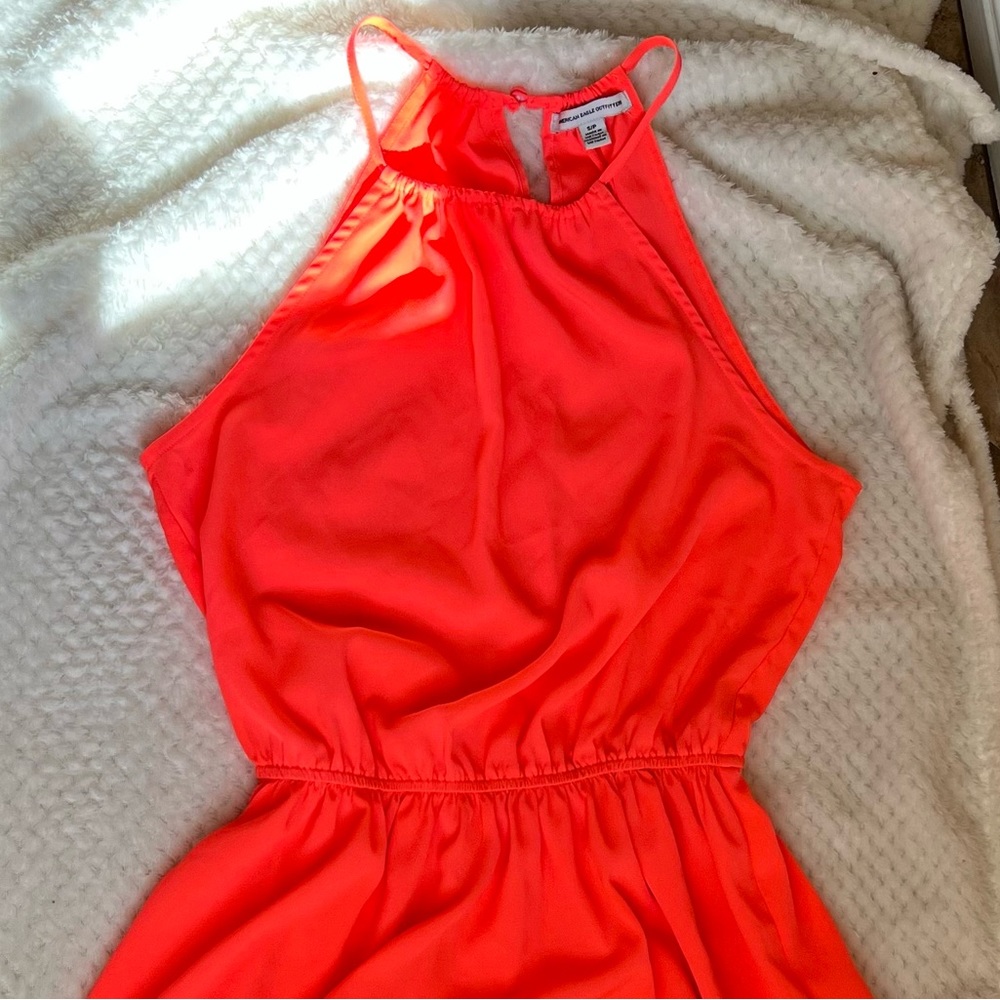 American Eagle womens halter top midi dress, gorgeous color- coral. Sz S/P - Picture 3 of 16